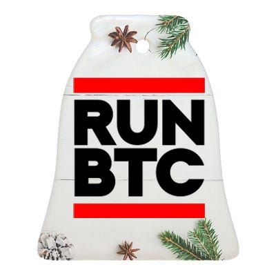 RUN BTC Bitcoin Cryptocurrency Ceramic Bell Ornament