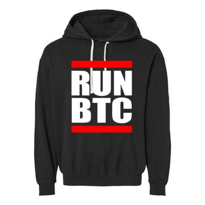 Run BTC Bitcoin Cryptocurrency Crypto Moon Hodl Garment-Dyed Fleece Hoodie