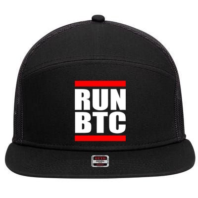 Run BTC Bitcoin Cryptocurrency Crypto Moon Hodl 7 Panel Mesh Trucker Snapback Hat