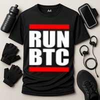 Run BTC Bitcoin Cryptocurrency Crypto Moon Hodl Cooling Performance Crew T-Shirt