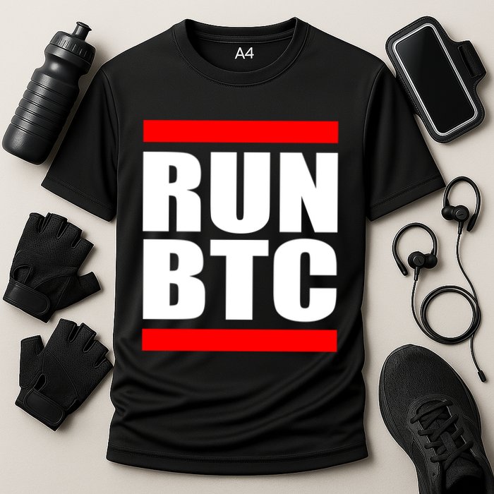 Run BTC Bitcoin Cryptocurrency Crypto Moon Hodl Cooling Performance Crew T-Shirt