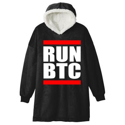 Run BTC Bitcoin Cryptocurrency Crypto Moon Hodl Hooded Wearable Blanket