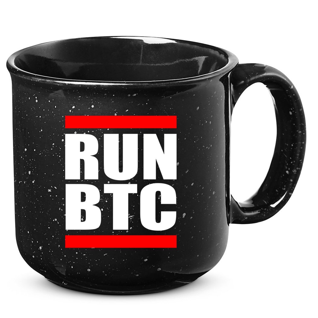 Run BTC Bitcoin Cryptocurrency Crypto Moon Hodl 15oz Campfire Ceramic Mug