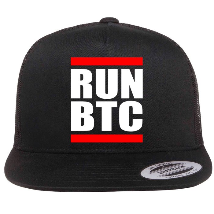 Run BTC Bitcoin Cryptocurrency Crypto Moon Hodl Flat Bill Trucker Hat