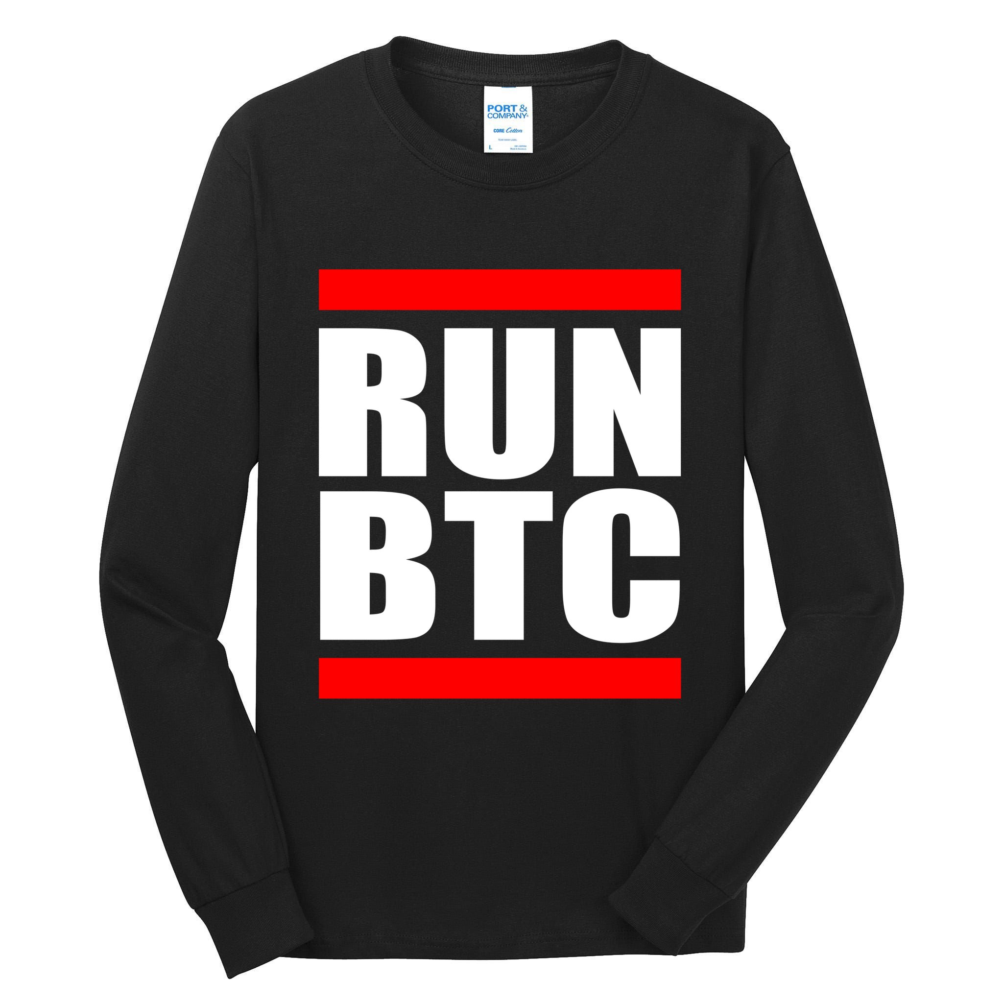 Run BTC Bitcoin Cryptocurrency Crypto Moon Hodl Tall Long Sleeve T-Shirt