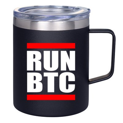 Run BTC Bitcoin Cryptocurrency Crypto Moon Hodl 12oz Stainless Steel Coffee Mug