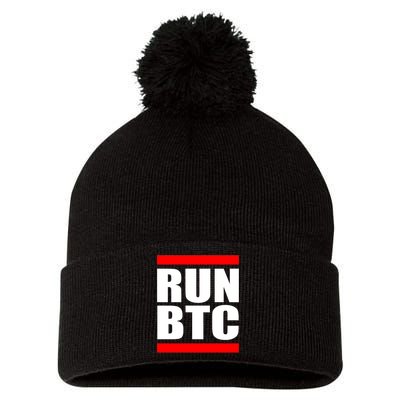 Run BTC Bitcoin Cryptocurrency Crypto Moon Hodl Pom Pom 12in Knit Beanie