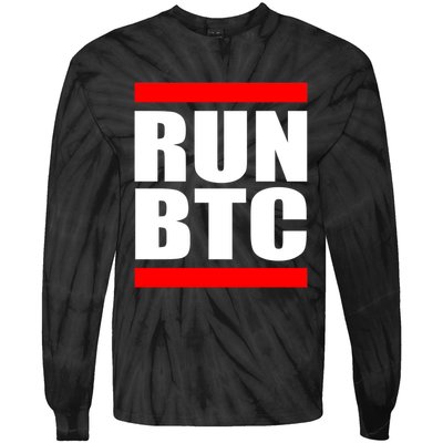 Run BTC Bitcoin Cryptocurrency Crypto Moon Hodl Tie-Dye Long Sleeve Shirt