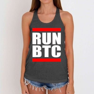 Run BTC Bitcoin Cryptocurrency Crypto Moon Hodl Women's Knotted Racerback Tank