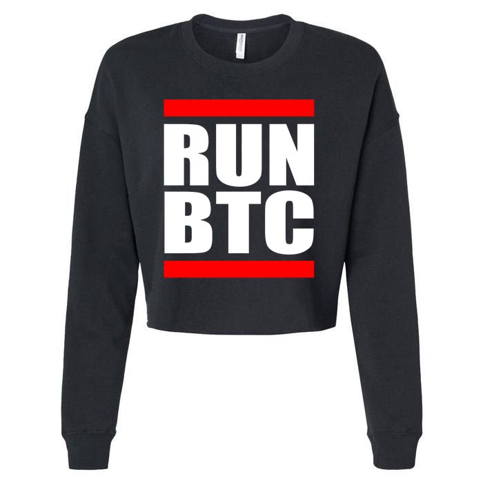 Run BTC Bitcoin Cryptocurrency Crypto Moon Hodl Cropped Pullover Crew