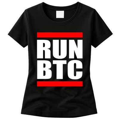 Run BTC Bitcoin Cryptocurrency Crypto Moon Hodl Womens T-Shirt