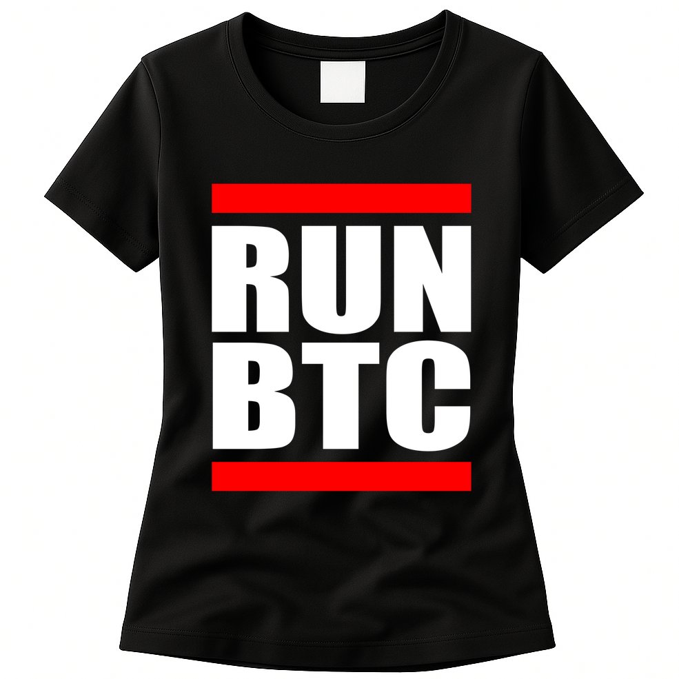 Run BTC Bitcoin Cryptocurrency Crypto Moon Hodl Womens T-Shirt