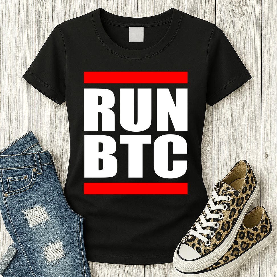 Run BTC Bitcoin Cryptocurrency Crypto Moon Hodl Womens T-Shirt