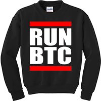 Run BTC Bitcoin Cryptocurrency Crypto Moon Hodl Kids Sweatshirt