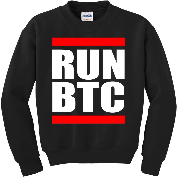 Run BTC Bitcoin Cryptocurrency Crypto Moon Hodl Kids Sweatshirt