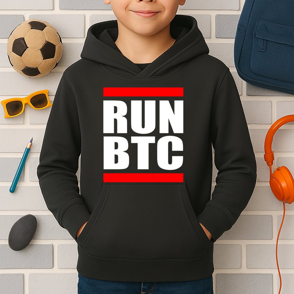 Run BTC Bitcoin Cryptocurrency Crypto Moon Hodl Kids Hoodie