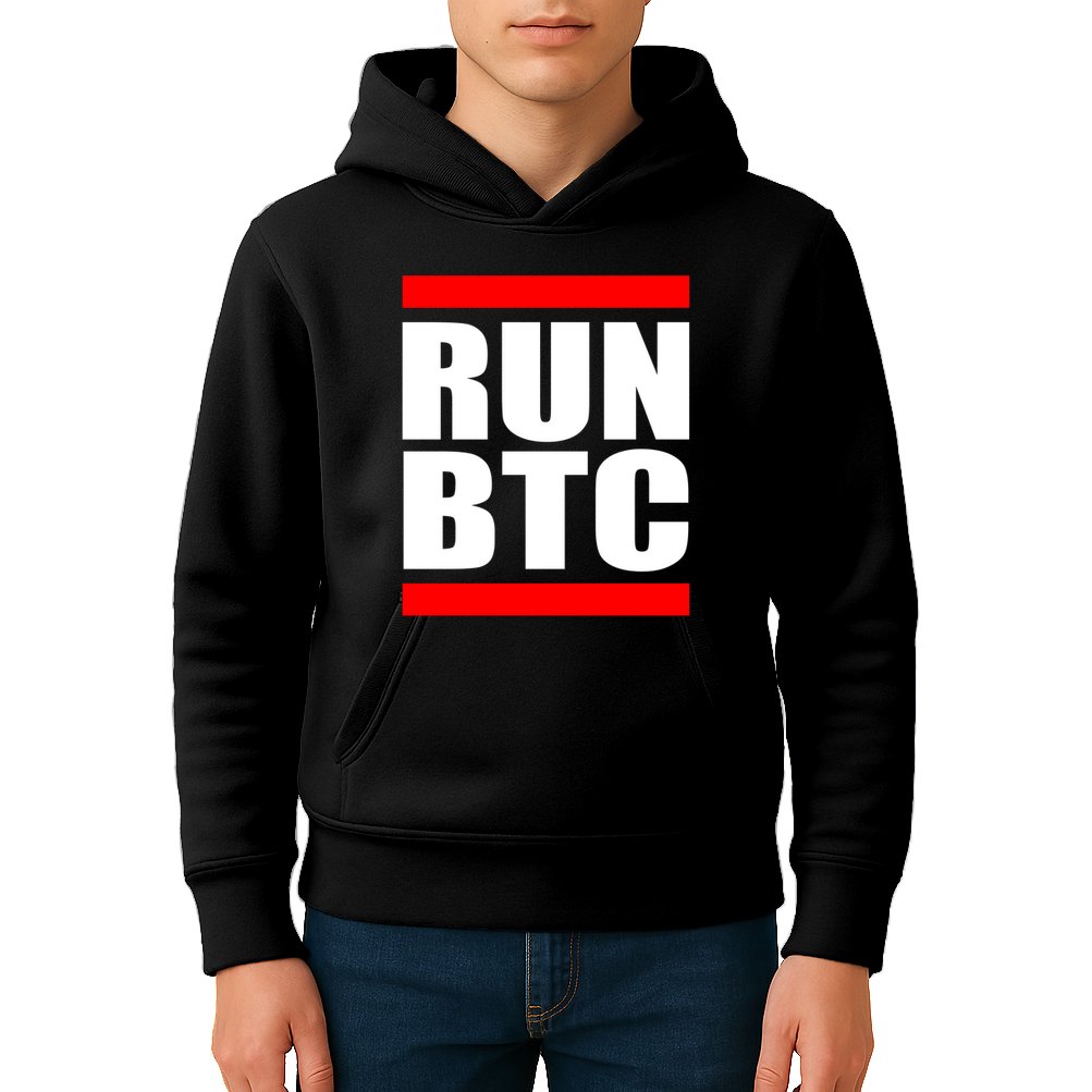 Run BTC Bitcoin Cryptocurrency Crypto Moon Hodl Kids Hoodie