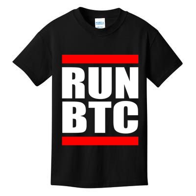 Run BTC Bitcoin Cryptocurrency Crypto Moon Hodl Kids T-Shirt
