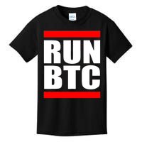 Run BTC Bitcoin Cryptocurrency Crypto Moon Hodl Kids T-Shirt