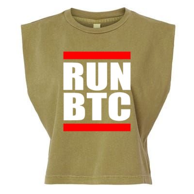 Run BTC Bitcoin Cryptocurrency Crypto Moon Hodl Garment-Dyed Women's Muscle Tee