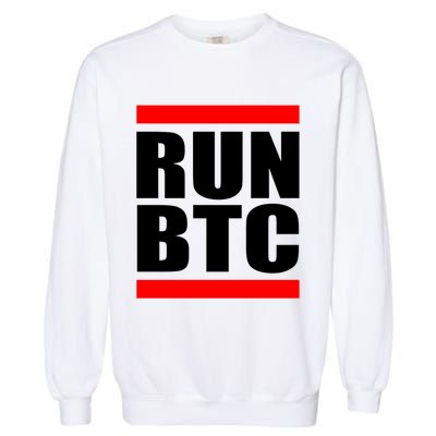 Run BTC Bitcoin Cryptocurrency Crypto Moon Hodl Garment-Dyed Sweatshirt