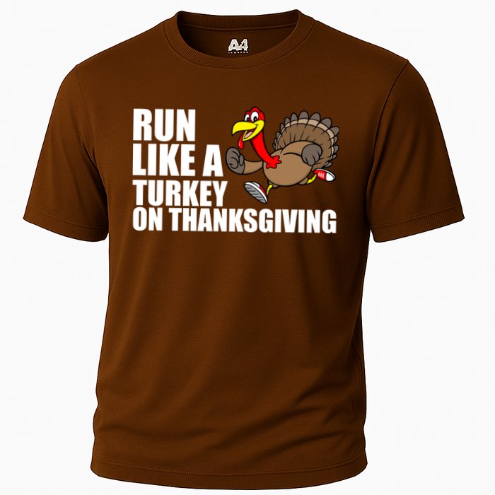 Run Like A Turkey On Thanksgiving Cooling Performance Crew T-Shirt