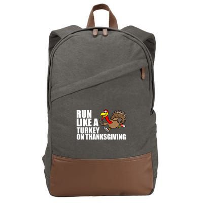 Run Like A Turkey On Thanksgiving Cotton Canvas Backpack