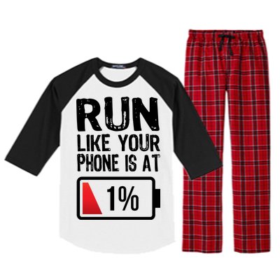 Run Like Your Phone Is At 1% Raglan Sleeve Pajama Set