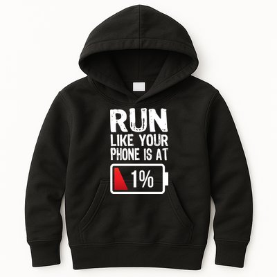 Run Like Your Phone Is At 1% Kids Hoodie