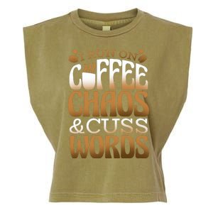 Run On Coffee Chaos And Cuss Words Garment-Dyed Women's Muscle Tee