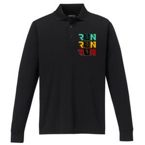 Run Run Run Retro Performance Long Sleeve Polo