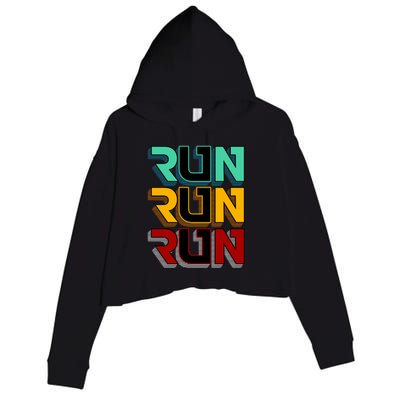 Run Run Run Retro Crop Fleece Hoodie