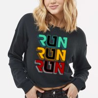 Run Run Run Retro Cropped Pullover Crew