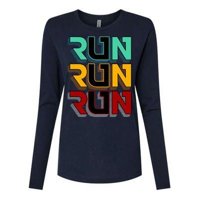 Run Run Run Retro Womens Cotton Relaxed Long Sleeve T-Shirt