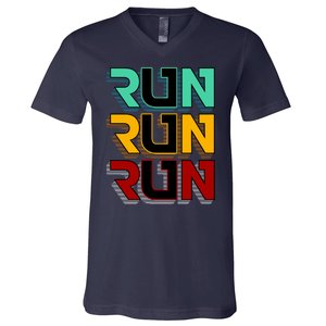 Run Run Run Retro V-Neck T-Shirt