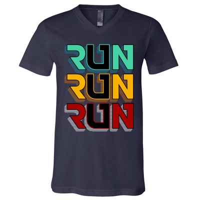 Run Run Run Retro V-Neck T-Shirt