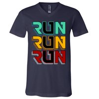 Run Run Run Retro V-Neck T-Shirt