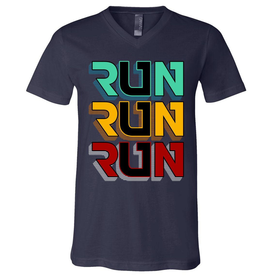 Run Run Run Retro V-Neck T-Shirt