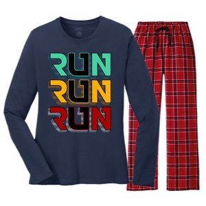 Run Run Run Retro Women's Long Sleeve Flannel Pajama Set 