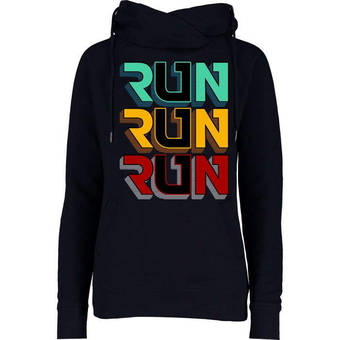Run Run Run Retro Womens Funnel Neck Pullover Hood