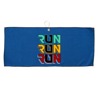 Run Run Run Retro Large Microfiber Waffle Golf Towel