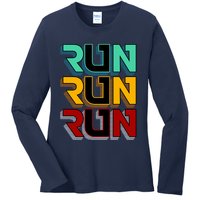 Run Run Run Retro Ladies Long Sleeve Shirt
