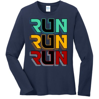 Run Run Run Retro Ladies Long Sleeve Shirt