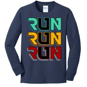 Run Run Run Retro Kids Long Sleeve Shirt