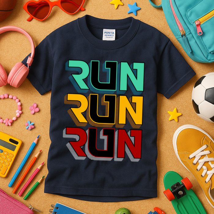 Run Run Run Retro Kids T-Shirt