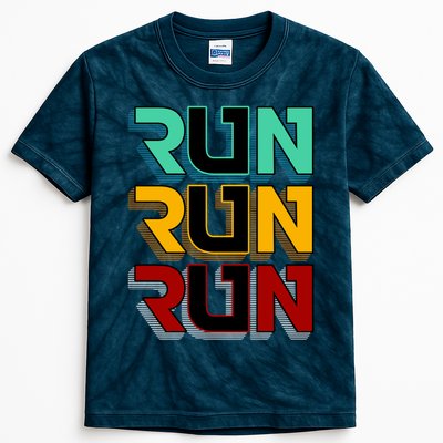 Run Run Run Retro Kids Tie-Dye T-Shirt