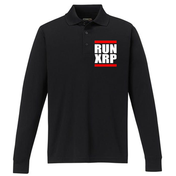 Run XRP Ripple Crypto Currency To the Moon Performance Long Sleeve Polo