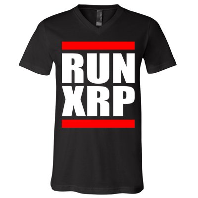 Run XRP Ripple Crypto Currency To the Moon V-Neck T-Shirt