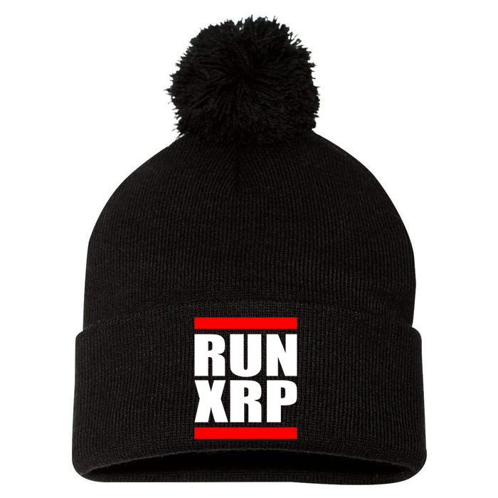 Run XRP Ripple Crypto Currency To the Moon Pom Pom 12in Knit Beanie