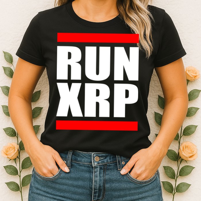 Run XRP Ripple Crypto Currency To the Moon Womens T-Shirt